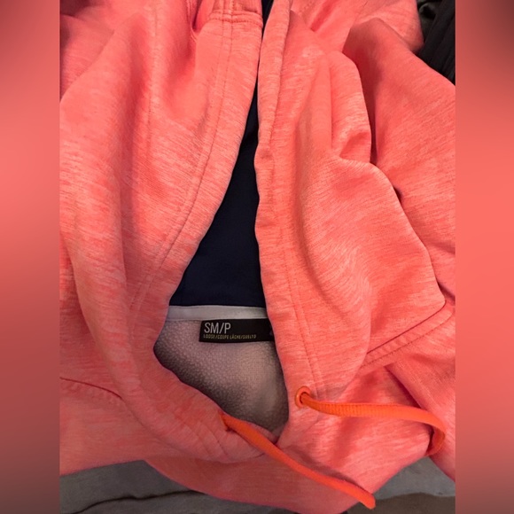 Under Armour Woman's Sweatshirt Small Bright Orange Graphic Hoodie Pullover - Picture 9 of 10